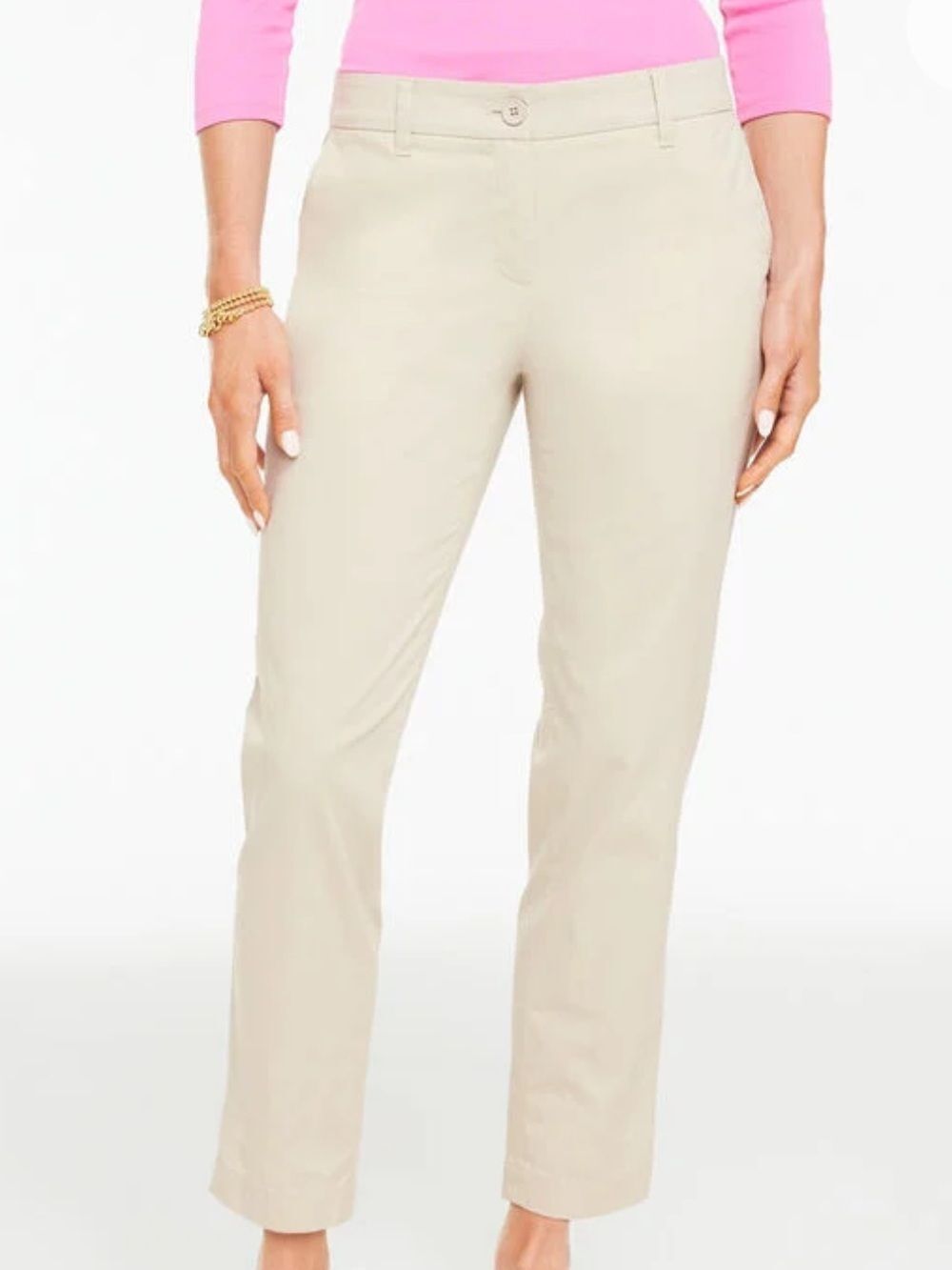Talbots 16 Oat Cream Twill Slim Perfect Mid Rise Crop Pant